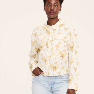 Woolrich White and Gold Floral Button-Down Shirt small nwt